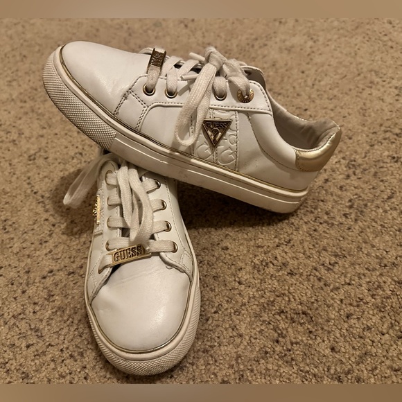 White & Gold Sneakers by GUESS - Picture 3 of 5